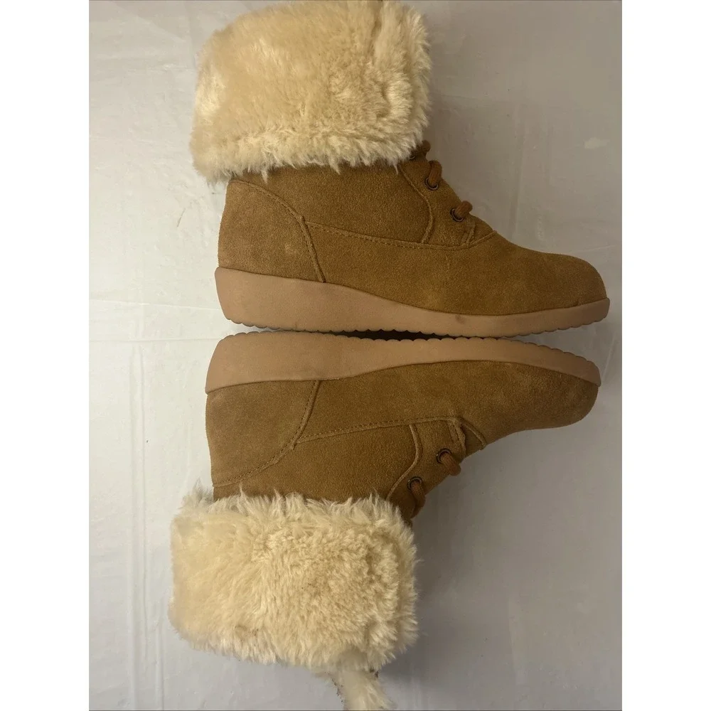 Style & Company Brown Suede Shearling Boots Size 6 M‎ Snow Shoes